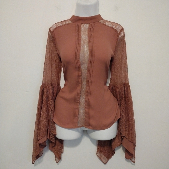 Express - Handkerchief Bell Sleeve Lace Blouse - Picture 16 of 16